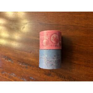Pink + Blue Celestial Shiny patterned thick and skinny washi tape set